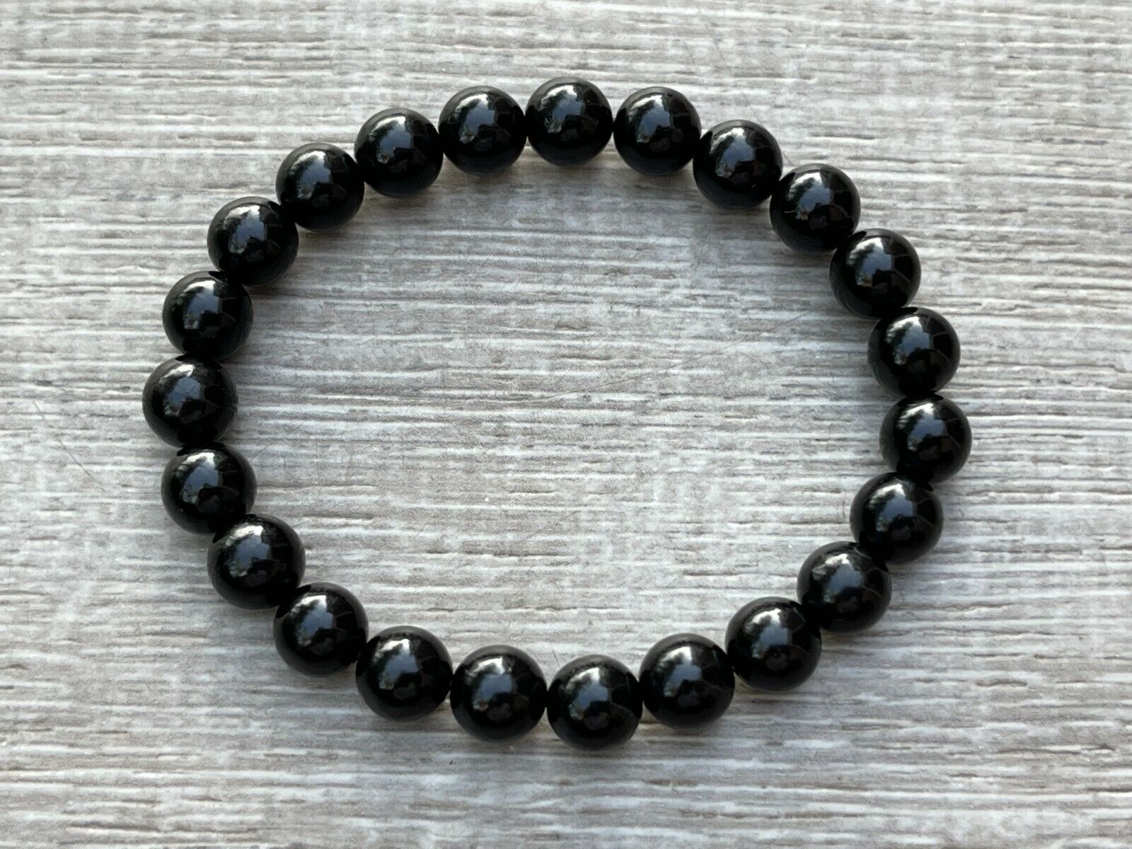Grade A++  Black Obsidian Bead Bracelet 8mm, Genuine Obsidian Gemstone Bracelet