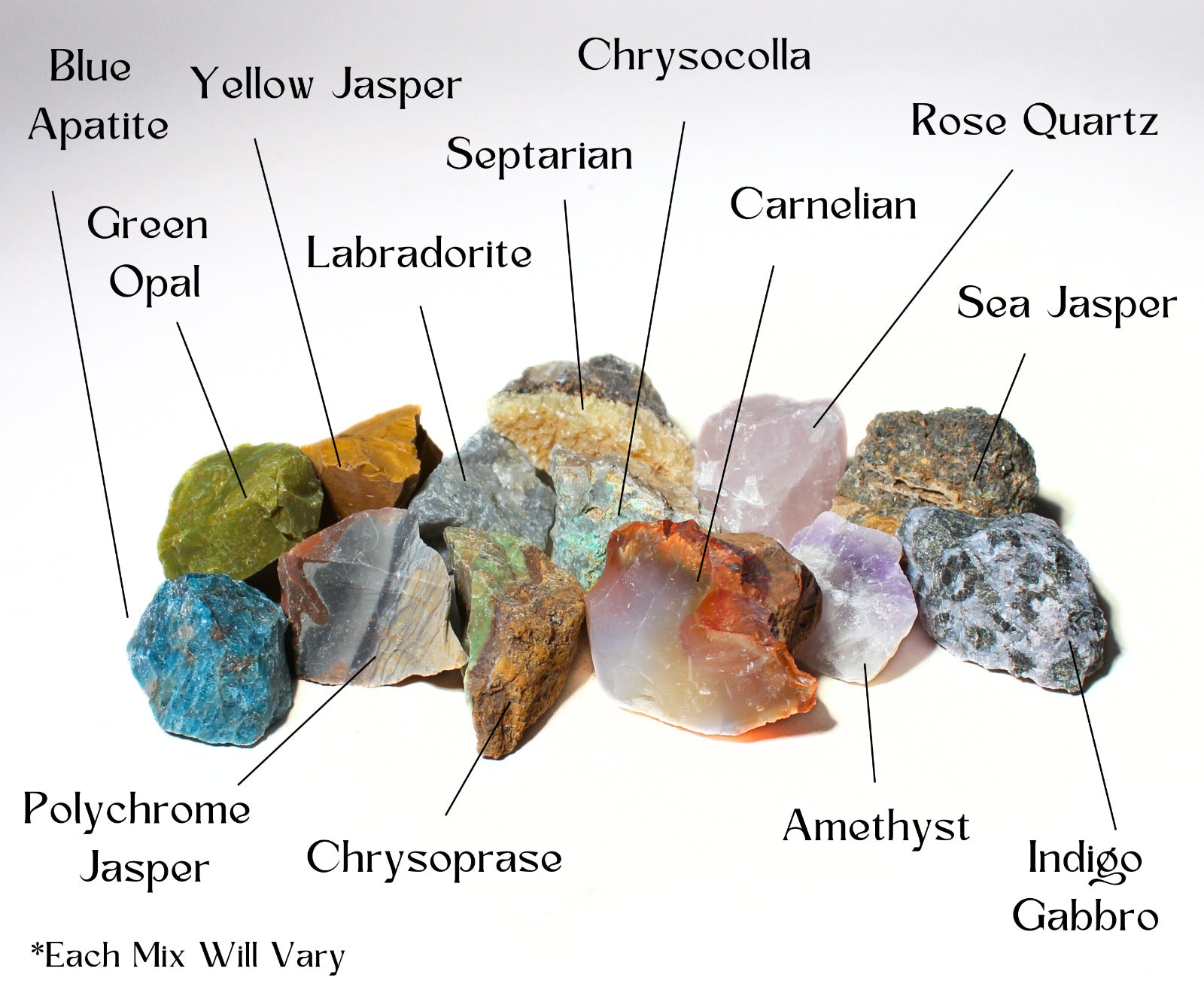 Madagascar Mix - Rough Rocks for Tumbling - Bulk Wholesale 1LB options