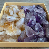 Amethyst Citrine Crystal Points and Chunks Collection,1/2 Lb Amethyst & Citrine