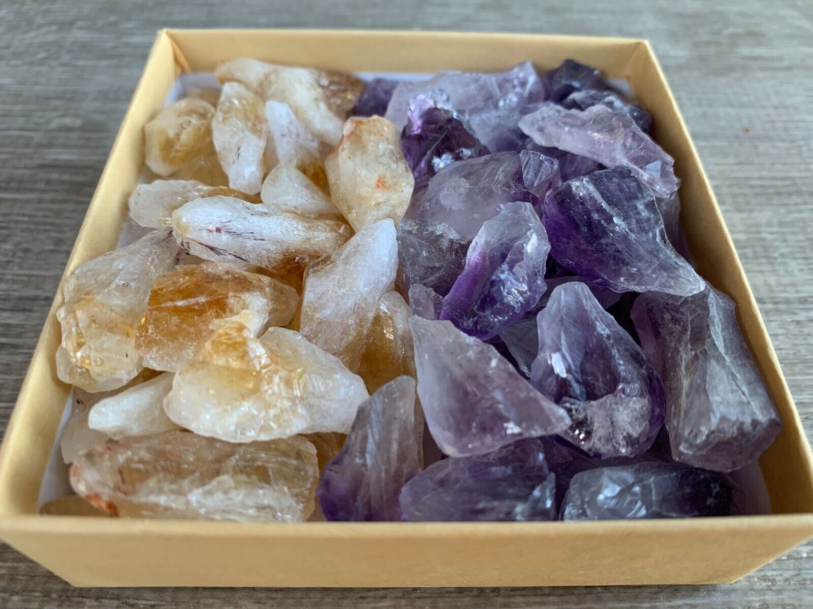 Amethyst Citrine Crystal Points and Chunks Collection,1/2 Lb Amethyst & Citrine