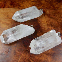 Raw Quartz Crystal Pendant Large Rough Clear Point Necklace Charm