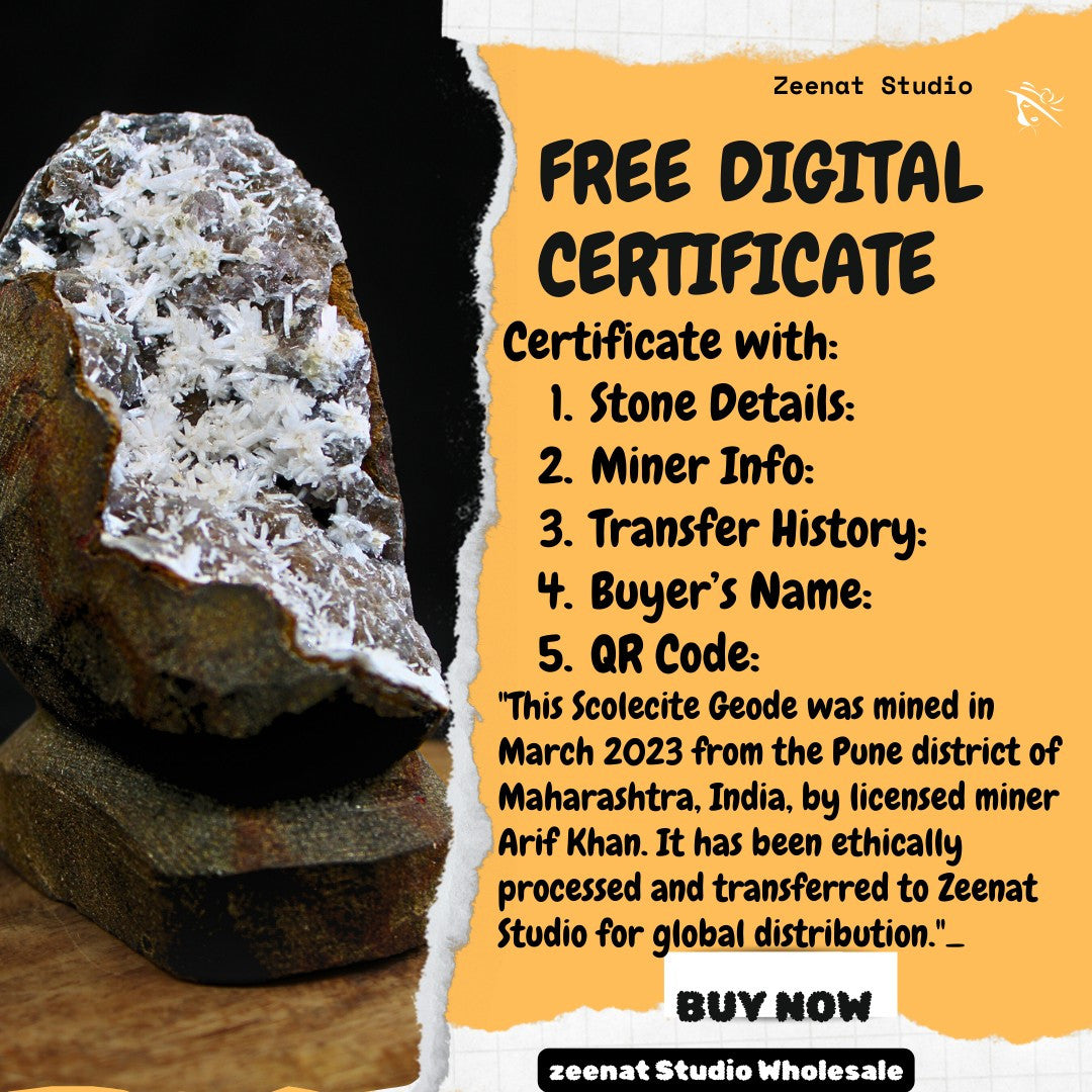 Rare 300g Scolecite Sprays in Heulandite Geode Mineral Specimen India