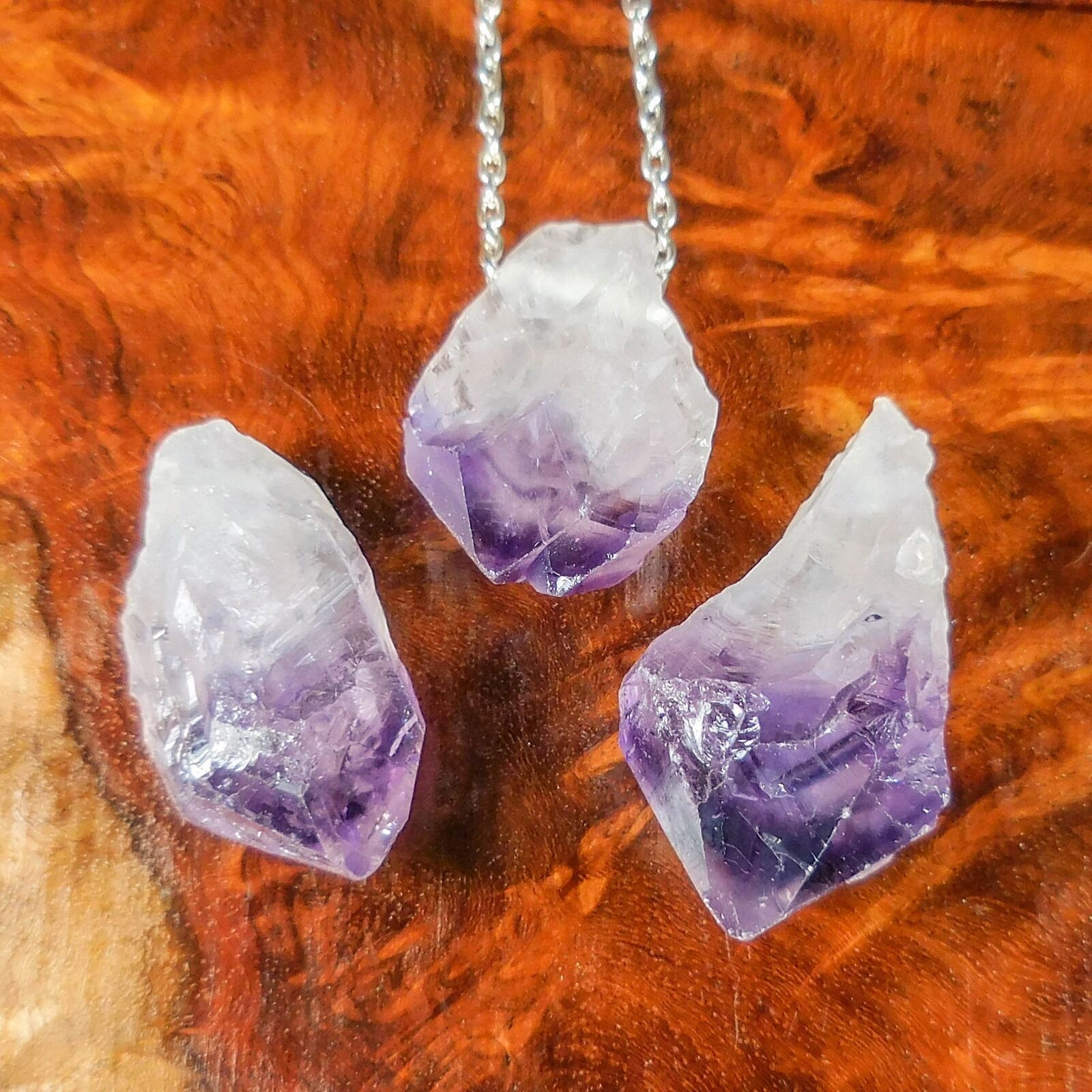 Drilled Raw Amethyst Crystal Point (3mm Hole) Rough Gemstone Jewelry Necklace