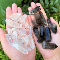 1/2 lb Bulk Smoky Quartz & Clear Quartz Crystal Collection Box (Natural Points)