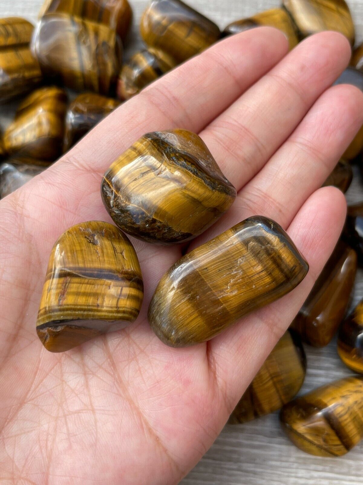 Grade A++ Gold Tiger Eye Tumbled Stones, 1"-1.5" Tumbled Tiger Eye,Pick How Many