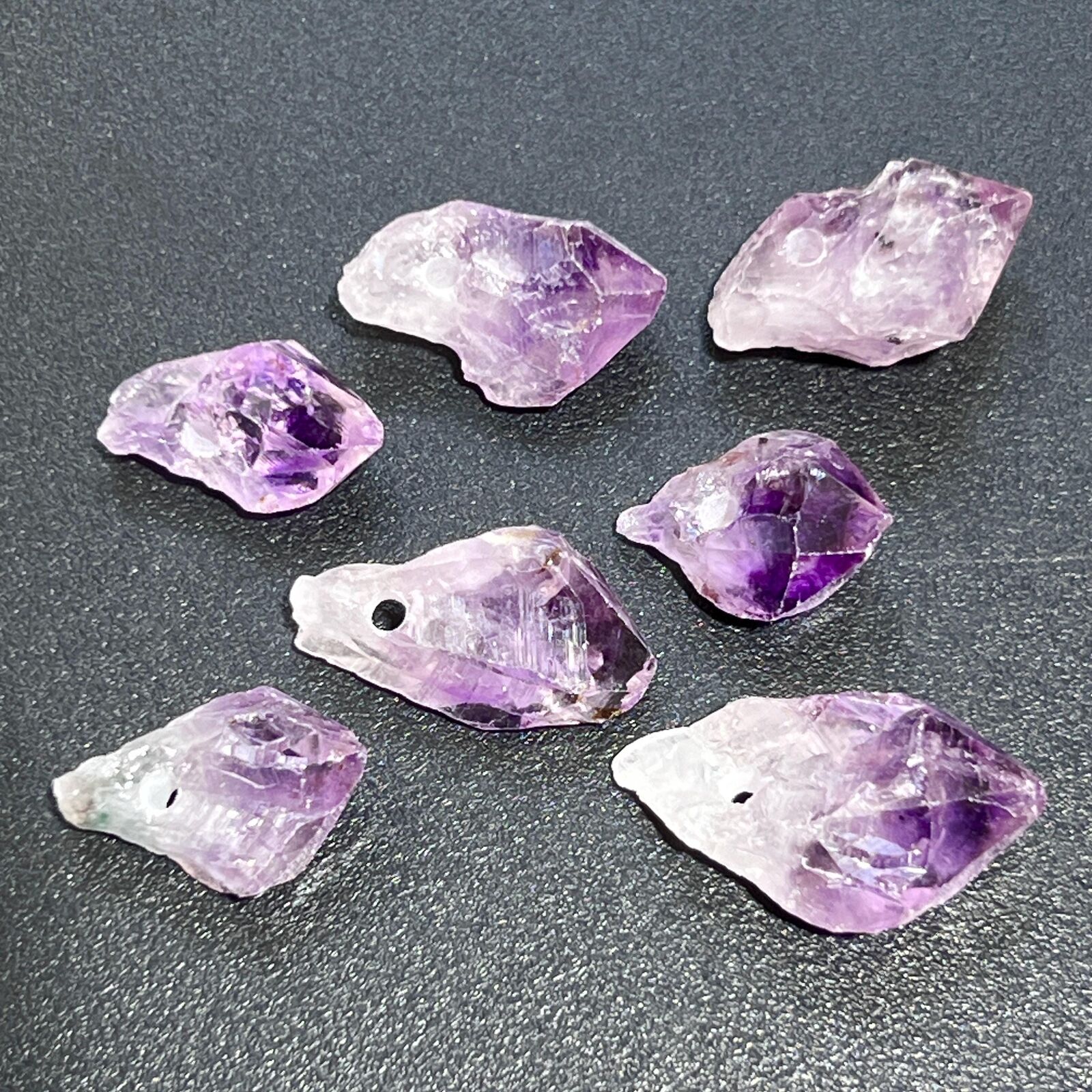 Drilled Raw Amethyst Crystal Point (3mm Hole) Rough Gemstone Jewelry Necklace