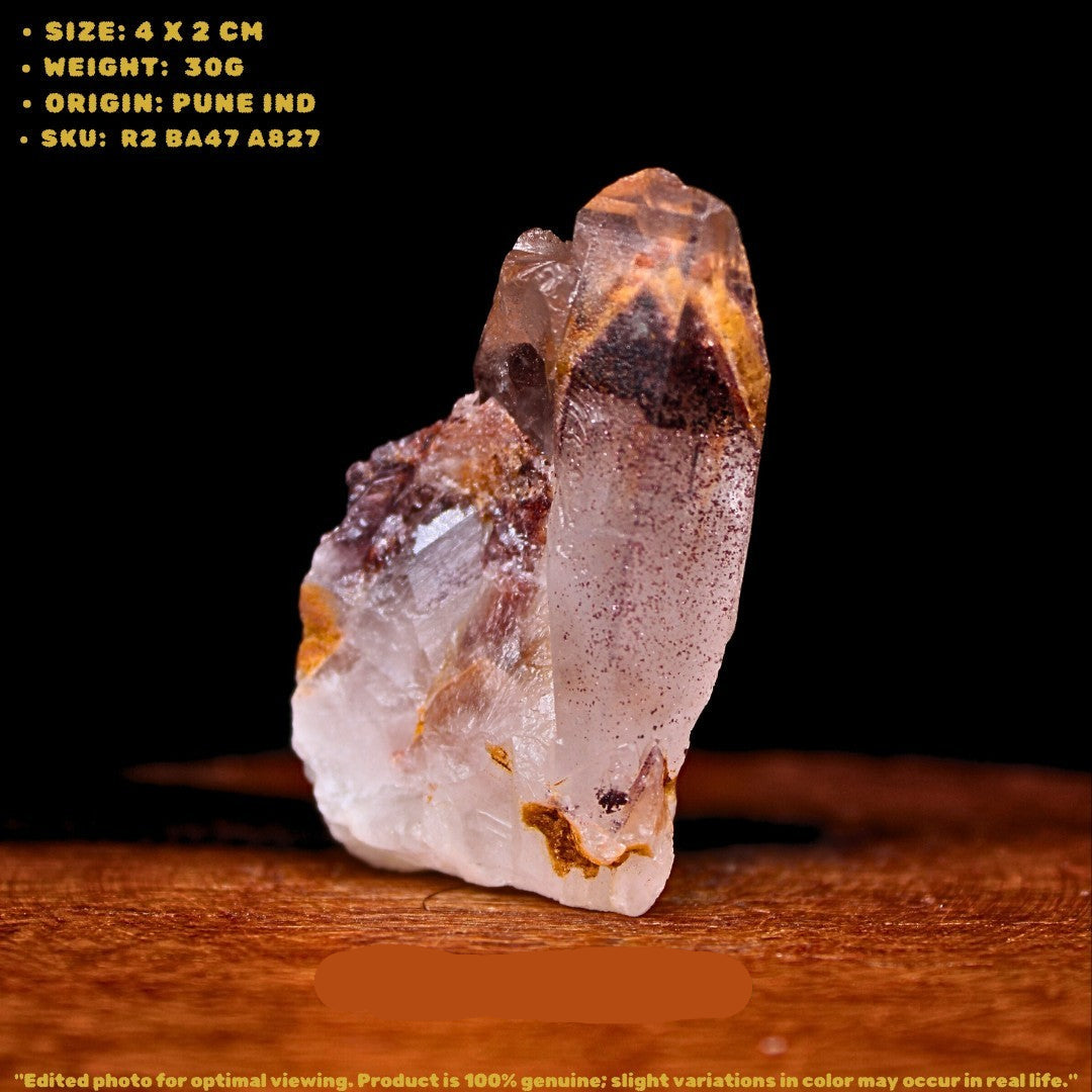 30g Phantom Quartz Crystal 4x2cm Natural Raw Healing Stone from India