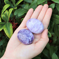 Lepidolite Palm Stone, Hand Polished Lepidolite Pebble (Third Eye Chakra)