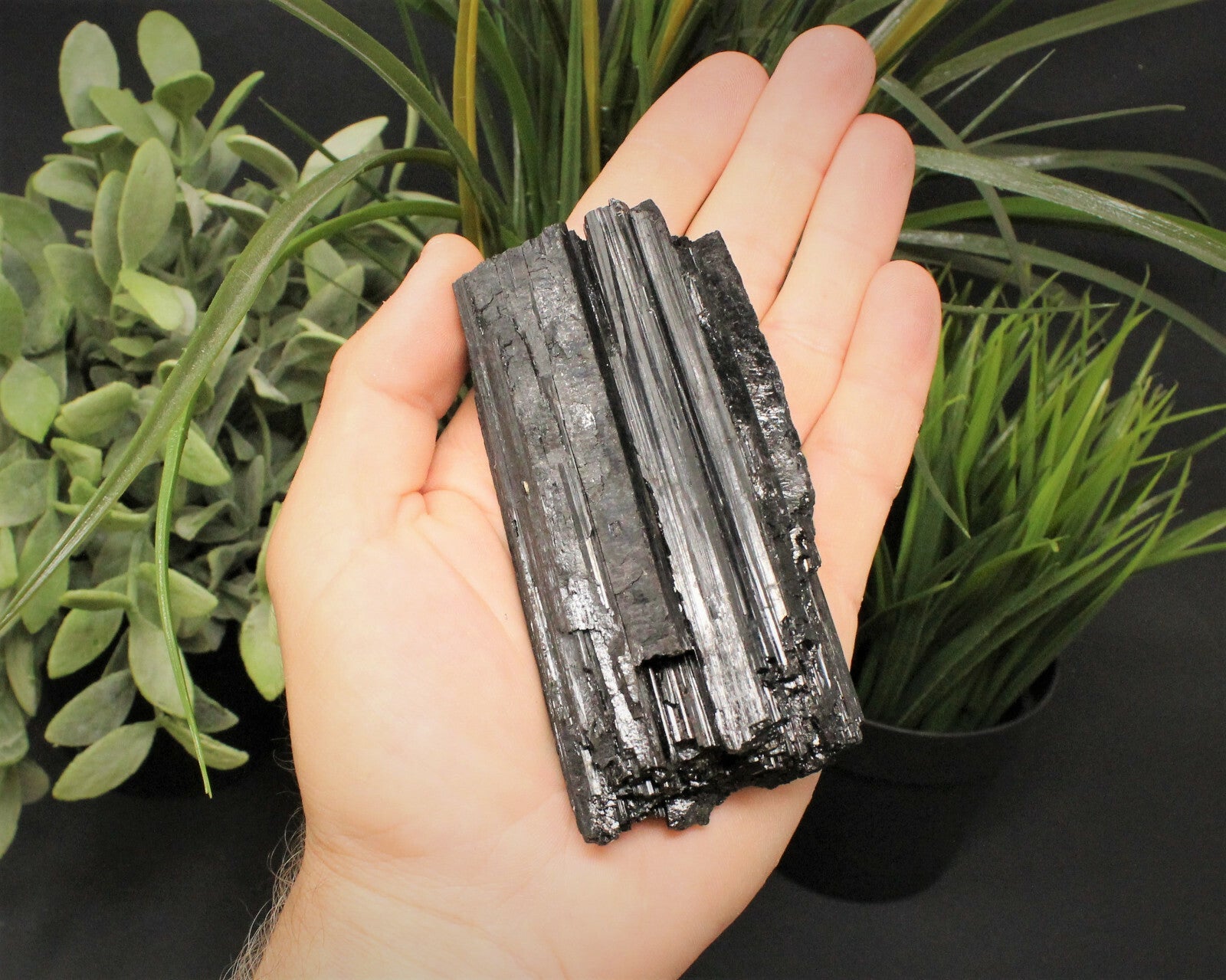 XL JUMBO Black Tourmaline PREMIUM EXTRA A GRADE Shiny Rough Rod Log (12 - 15 oz)