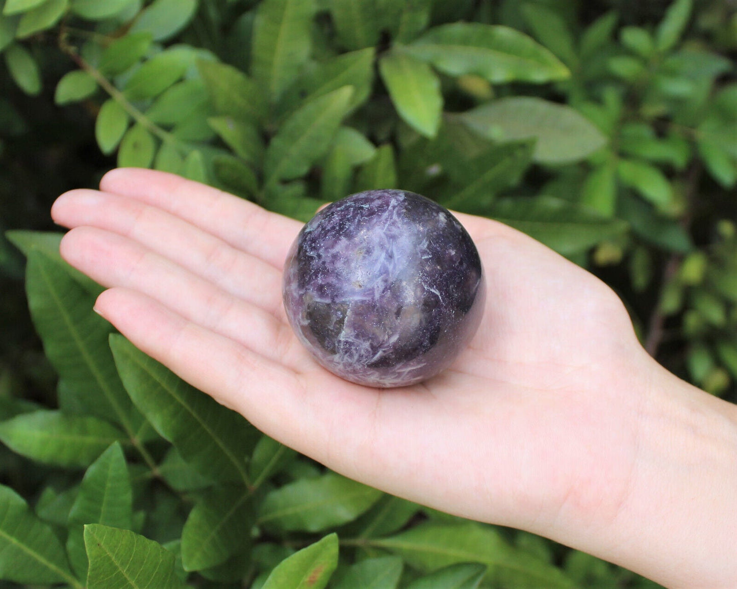 Lepidolite Crystal Sphere LARGE 2" Sphere + Stand (AA Quality Lepidolite Sphere)