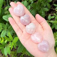 Rose Quartz Heart: Bulk 10 Piece Lot (Pocket Size 1" Puffed, Pink) Wholesale