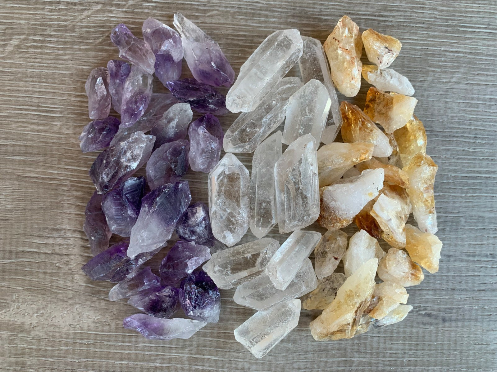 Amethyst Quartz Citrine Points: 3 Crystal Collection, 1/2 Lb Box Natural Points