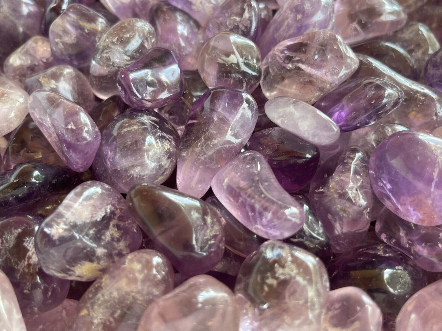 Grade A++ Amethyst Tumbled Stones, 0.75"-1.25" Amethyst Polished Stone, Bulk Lot
