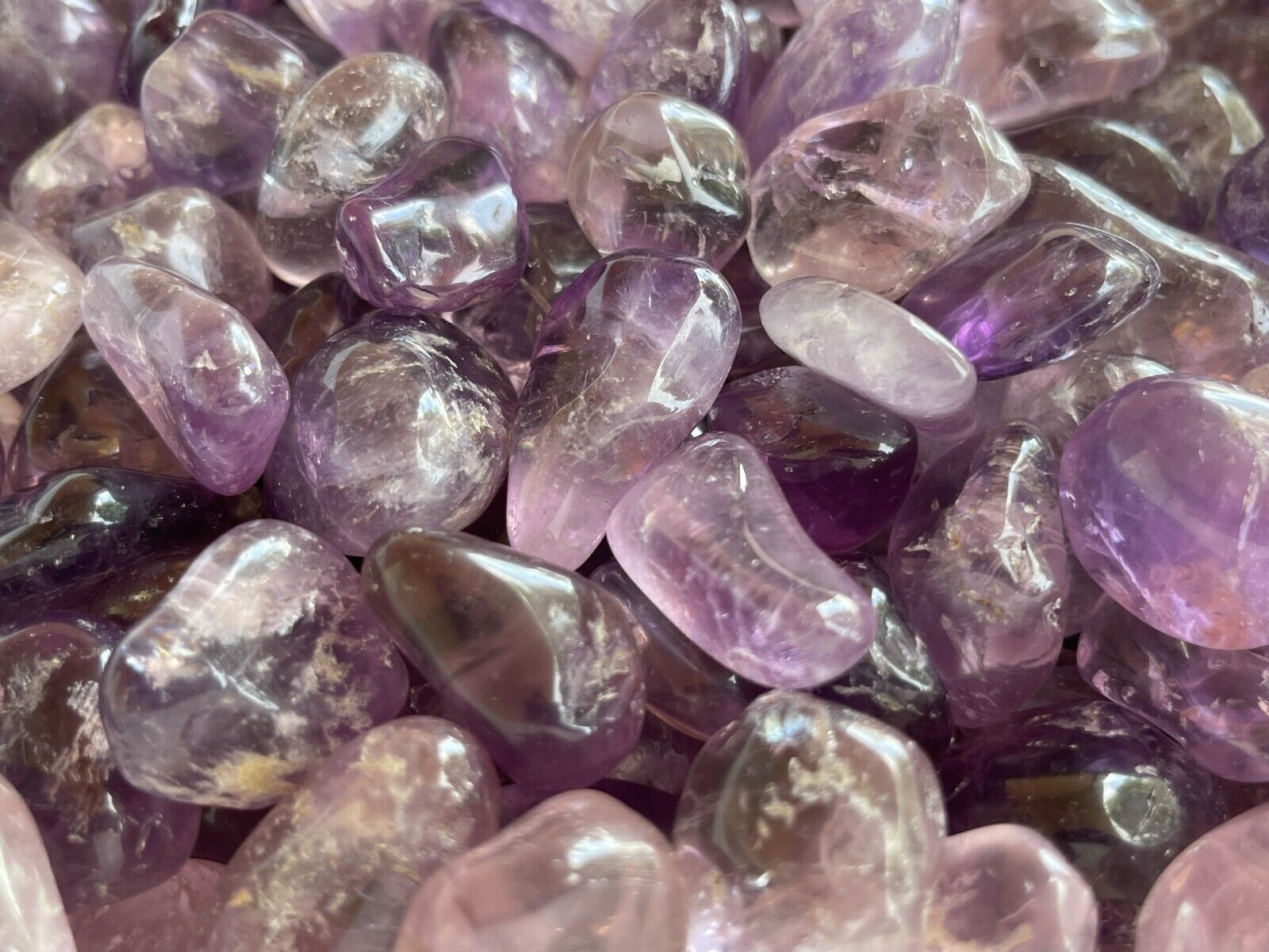 Grade A++ Amethyst Tumbled Stones, 0.75"-1.25" Amethyst Polished Stone, Bulk Lot