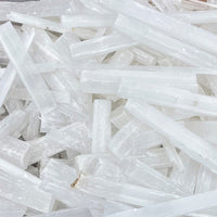 BULK 1/2 lb Lot Selenite Logs Crystal Sticks Wand Blades Shardes CLEARANCE 8 oz