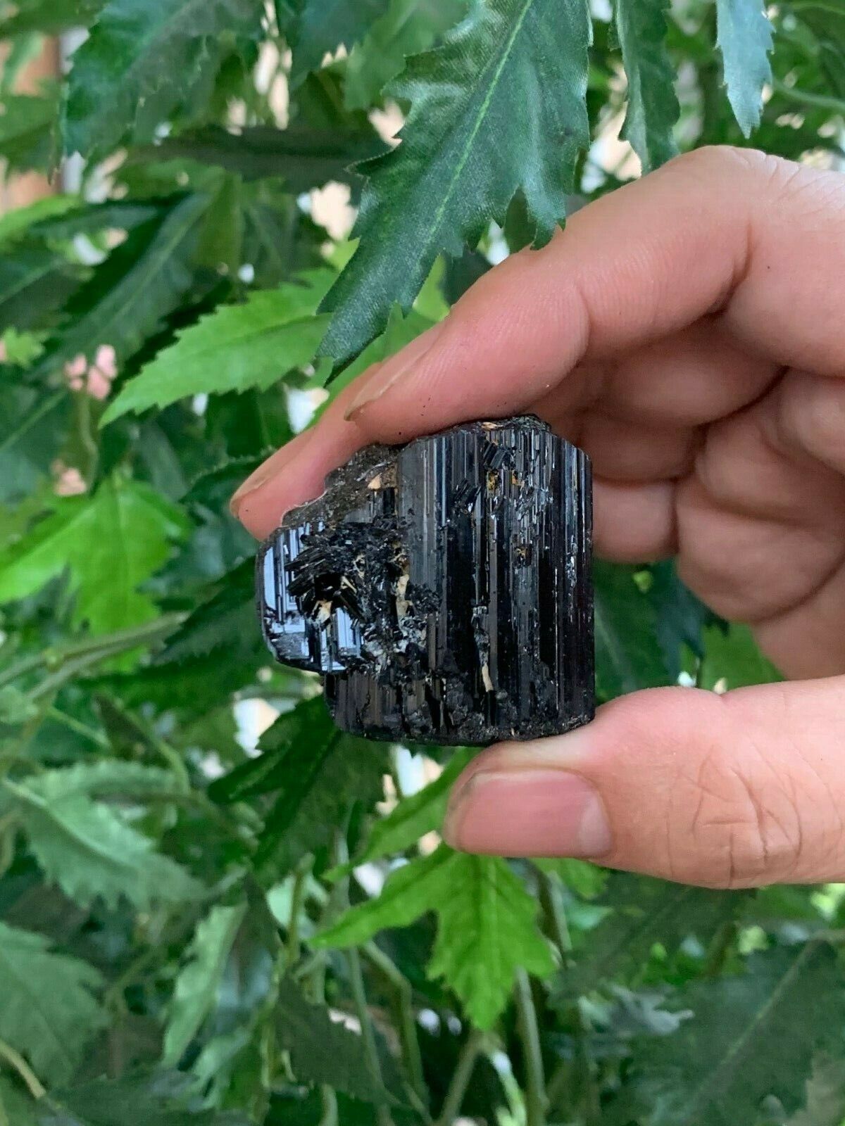 Grade A++ Shiny Black Tourmaline Stone, 0.85-1.25" Natural Black Tourmaline