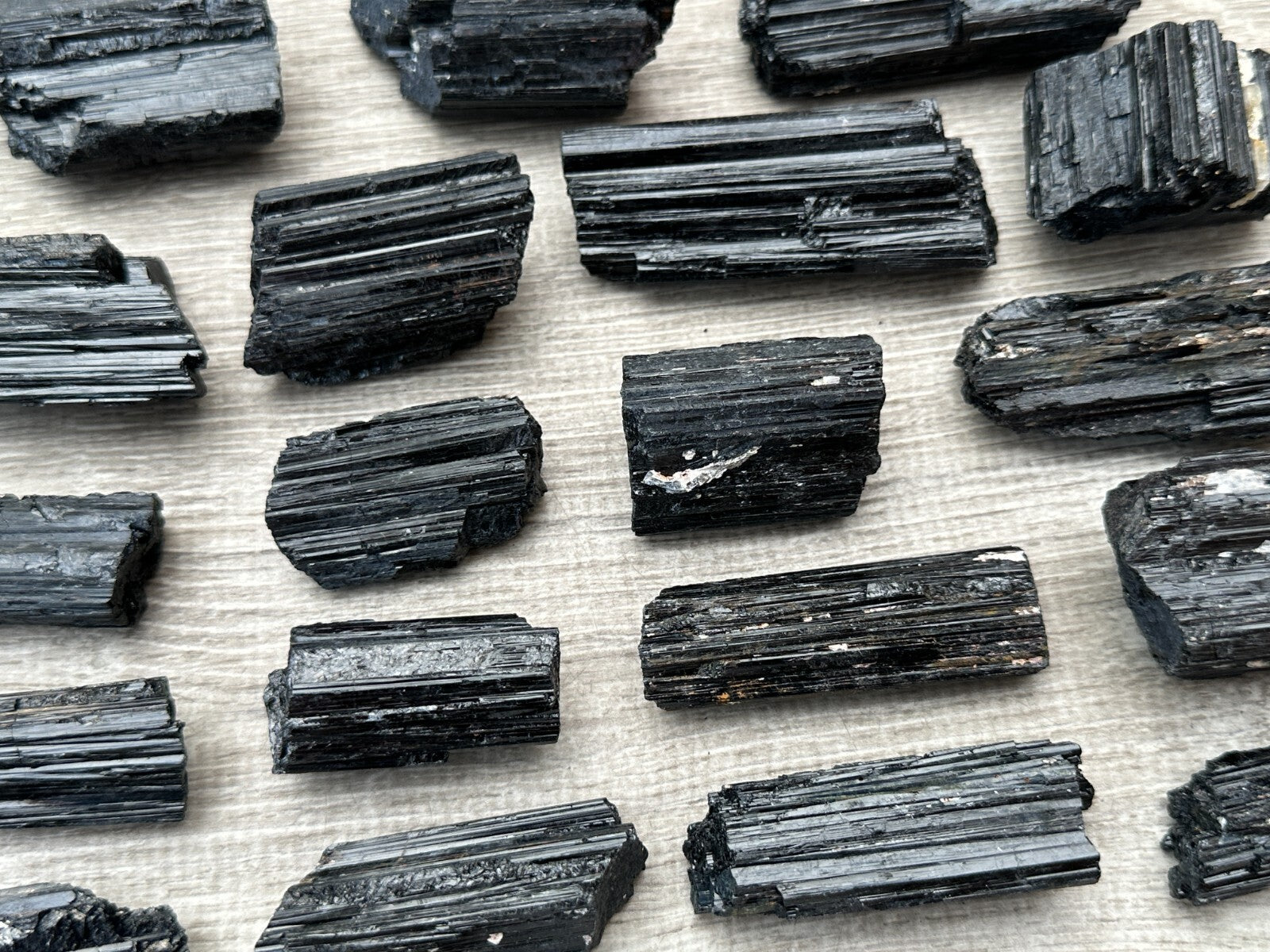 5 pcs Set Shiny Black Tourmaline Log, Grade A++ Natural Black Tourmaline Rod