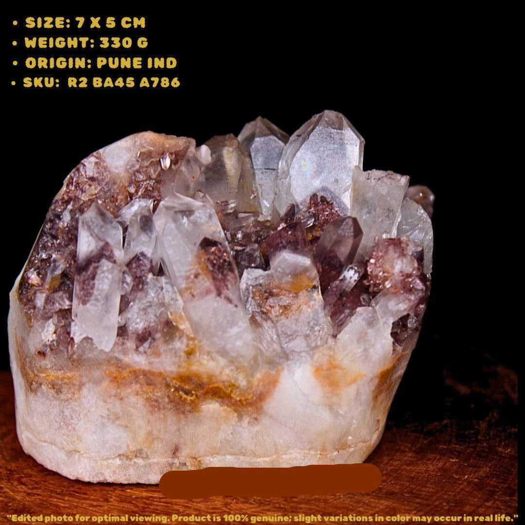 Phantom Quartz Crystal 330g 7x5 cm Raw Natural Cluster Stone from India