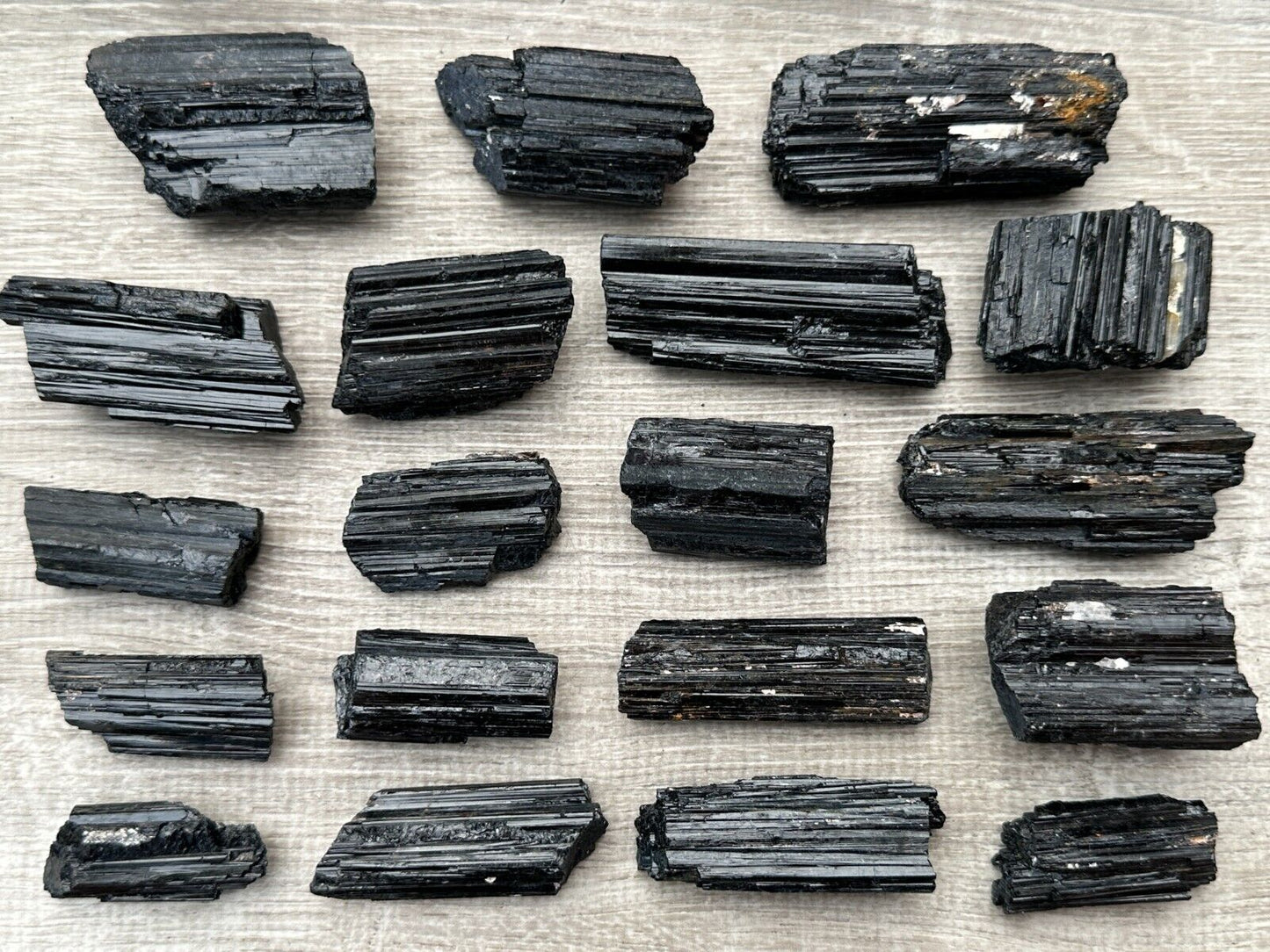 5 pcs Set Shiny Black Tourmaline Log, Grade A++ Natural Black Tourmaline Rod