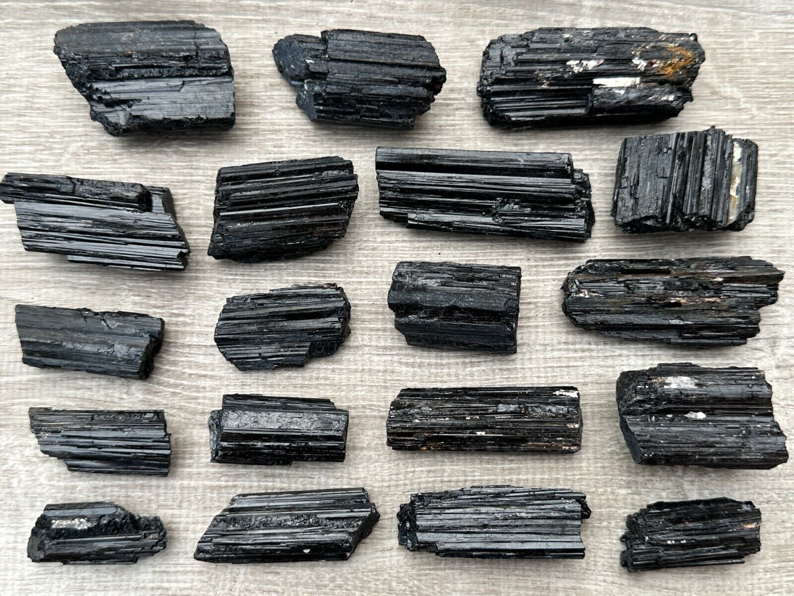 5 pcs Set Shiny Black Tourmaline Log, Grade A++ Natural Black Tourmaline Rod