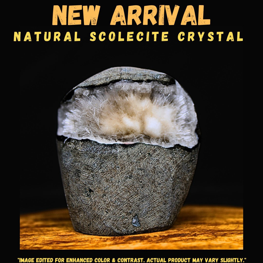 Quartz Geode with Scolecite Crystal Cluster 210g Healing Stone India