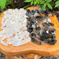 1/2 lb Bulk Smoky Quartz & Clear Quartz Crystal Collection Box (Natural Points)
