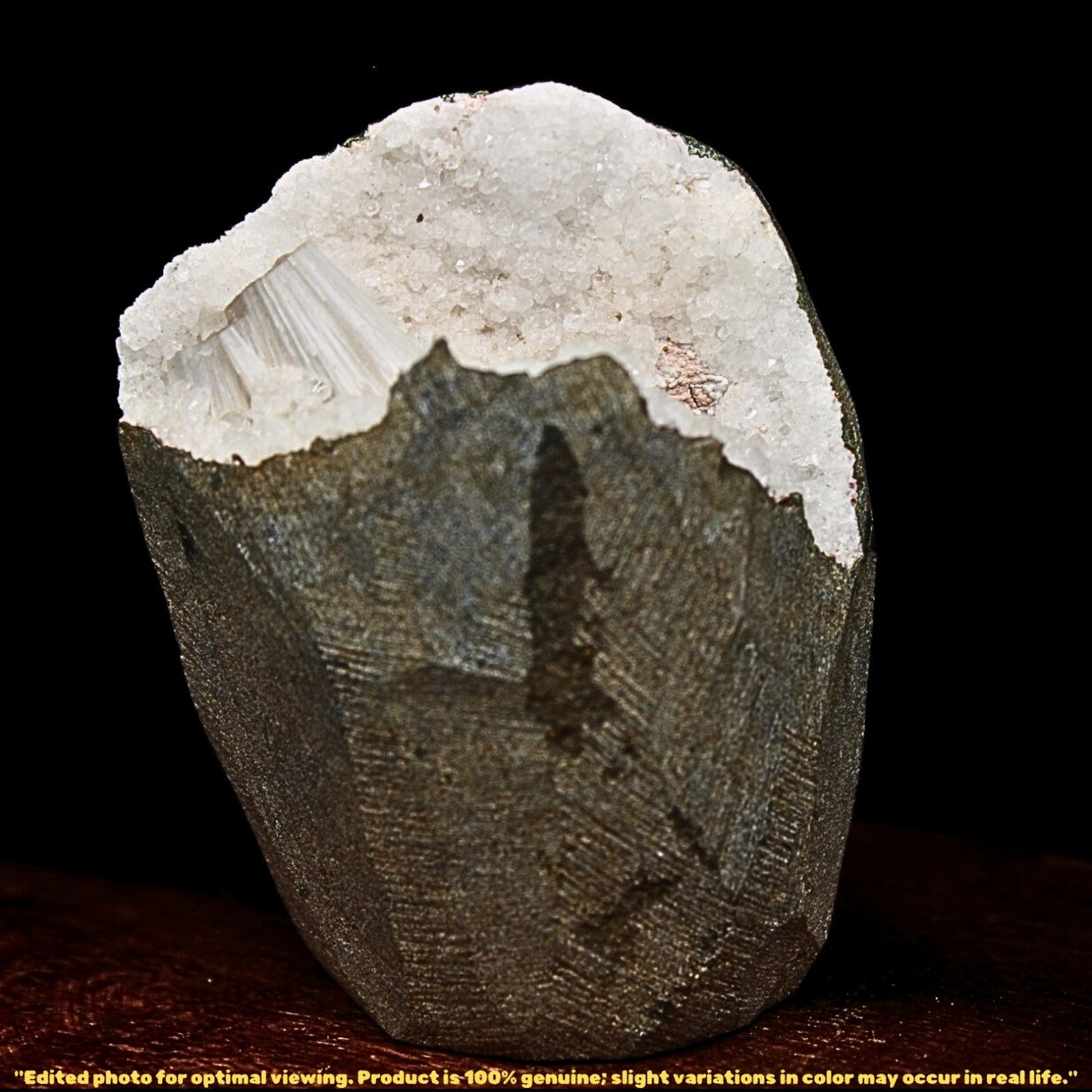 200g Scolecite Geode Cluster Natural Healing Crystal Mineral India 7x6cm