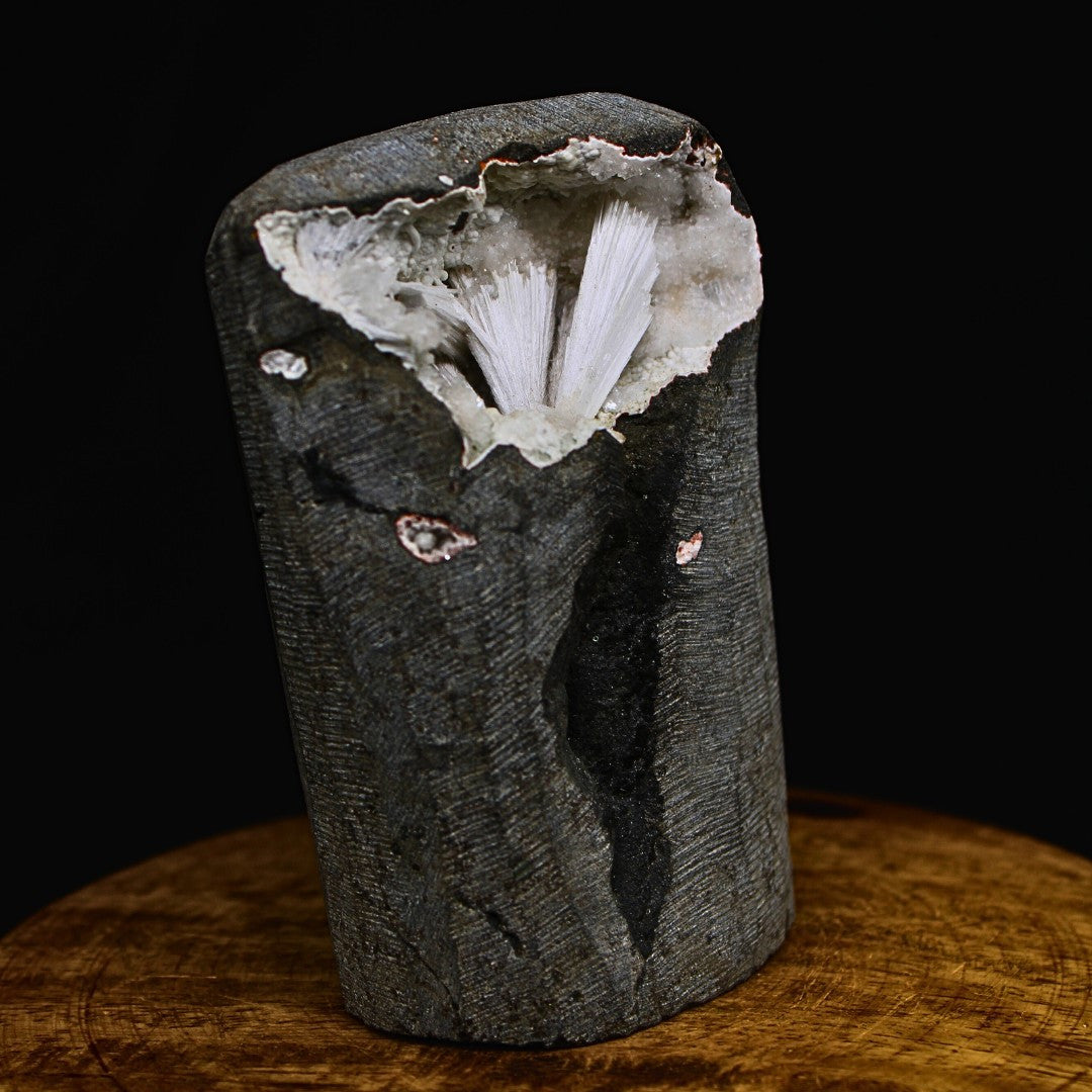 Scolecite Spray on Quartz Geode 330g Healing Crystal Reiki Meditation Stone