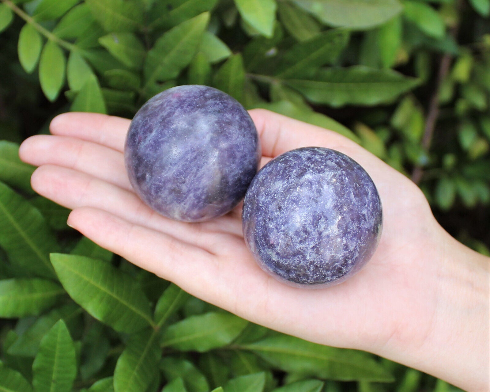 Lepidolite Crystal Sphere LARGE 2" Sphere + Stand (AA Quality Lepidolite Sphere)
