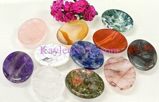 Wholesale Lot 11 PCs Natural Crystal Worry Stone Healing Energy