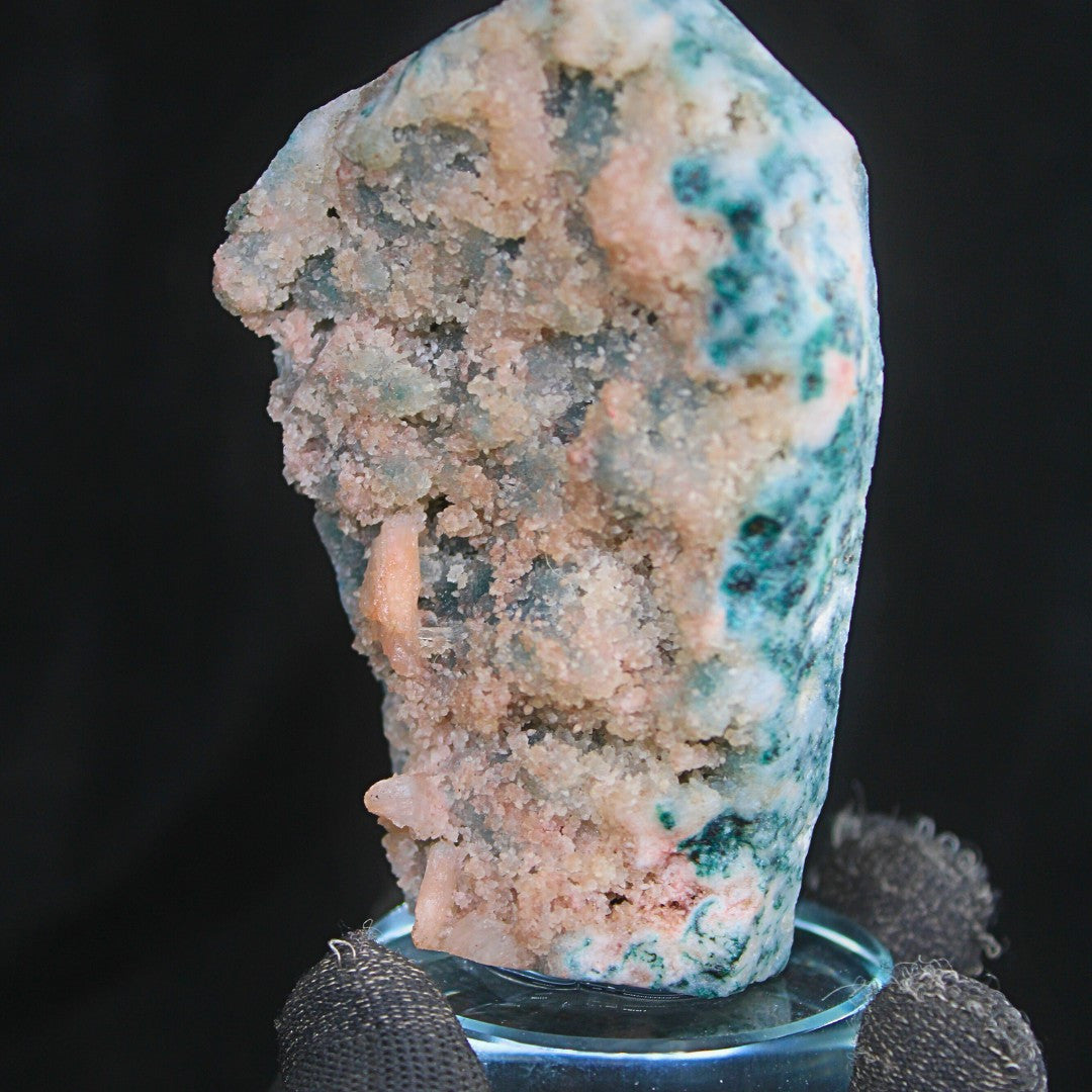 400g Natural Stilbite on Chalcedony Coral Mineral Specimen from India