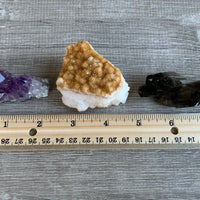 3 Piece Healing Crystal: Citrine, Amethyst &Smoky Quartz Crystal Clusters Geodes