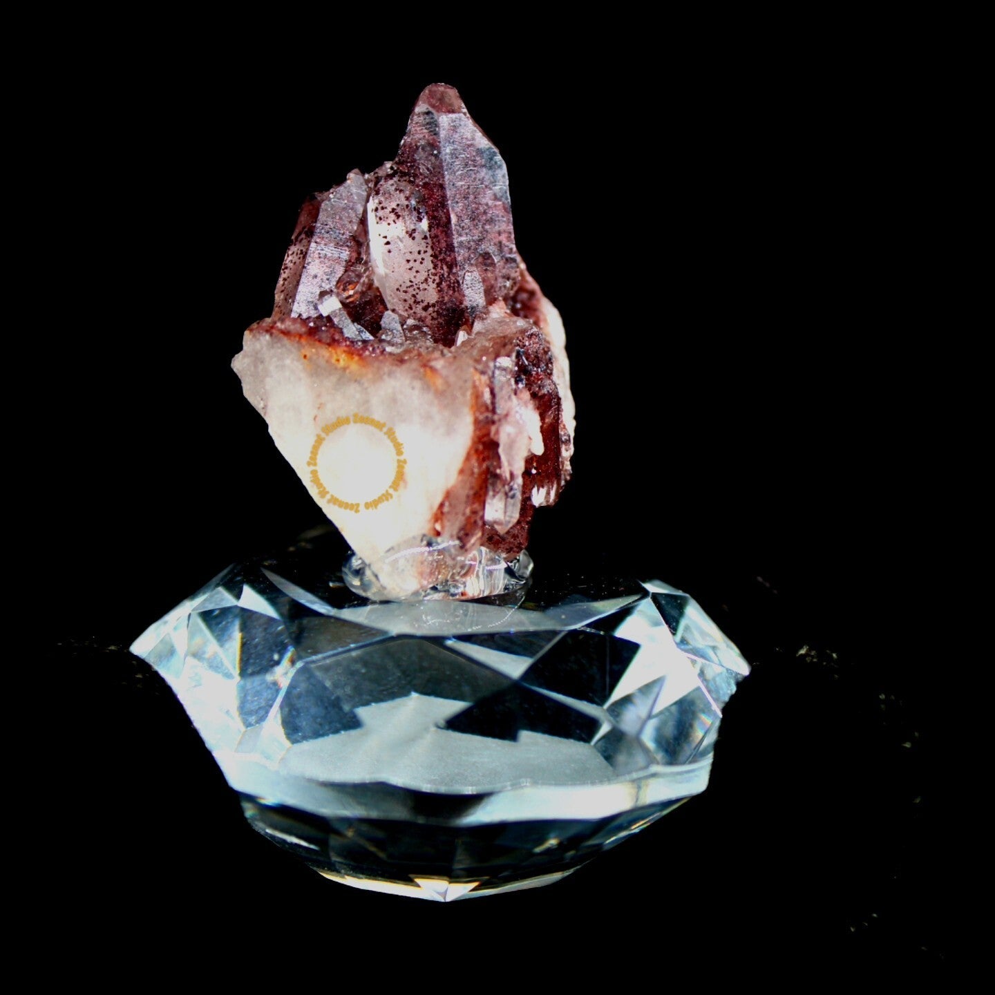 Rare Red Phantom Quartz on Matrix Mineral Specimen Crystal Cluster Collectible
