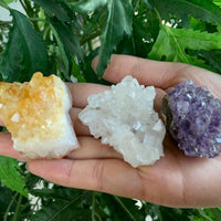 3 Piece Healing Crystal: Citrine, Amethyst &Clear Quartz Crystal Clusters Geodes