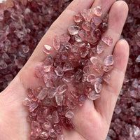 Grade A++ Strawberry Quartz Semi Tumbled Gemstone Mini Chips 4 - 8 mm, Bulk Lot