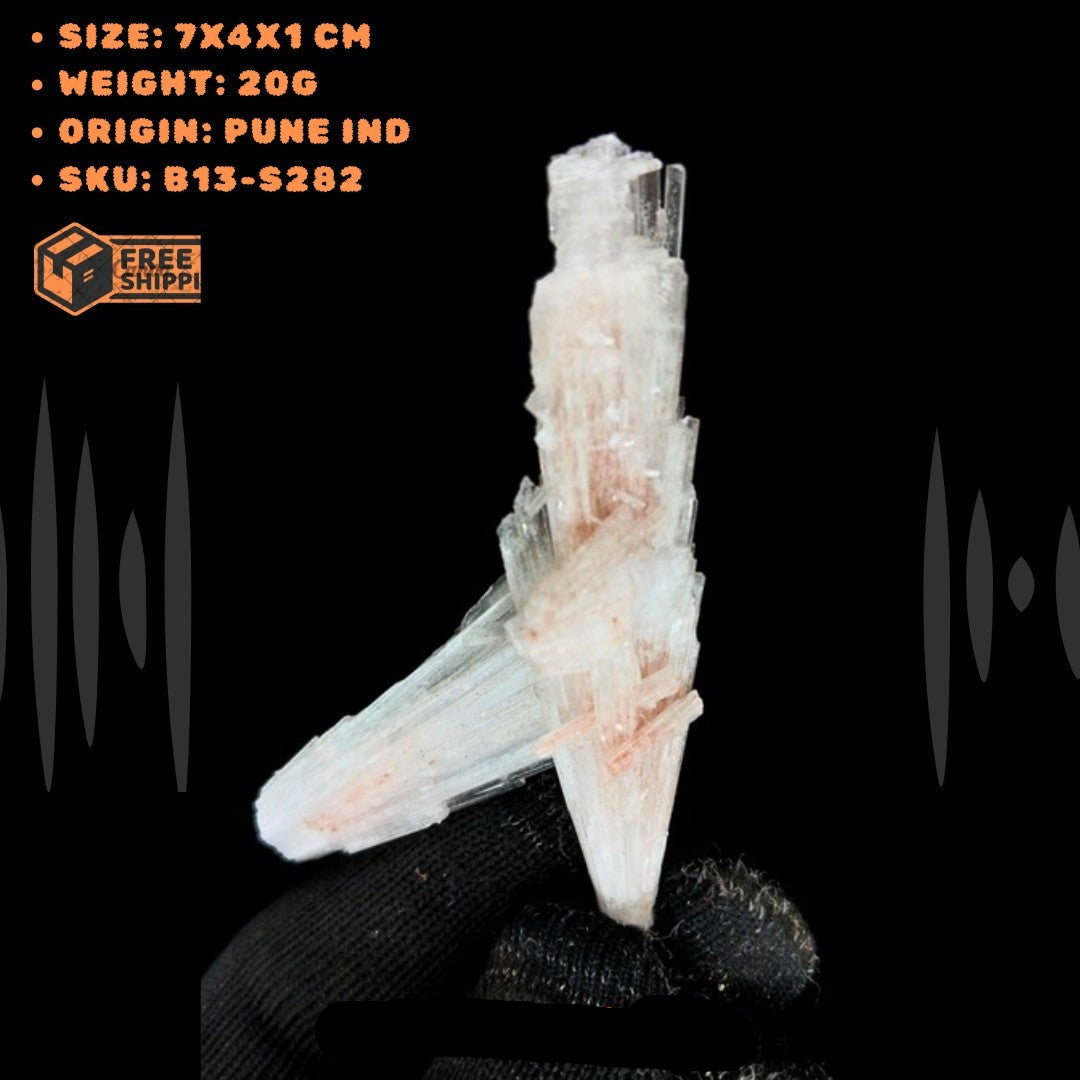 Rare 20g Scolecite Spray Crystal Zeolite Mineral Specimen from India 7x4 cm