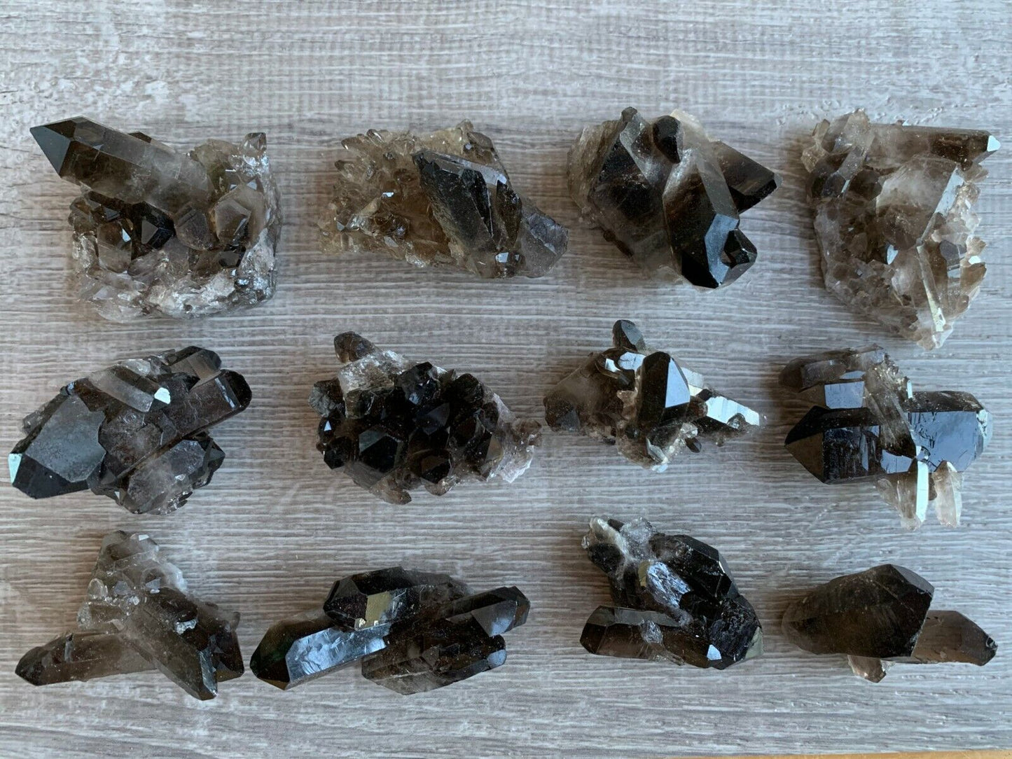 3 Piece Healing Crystal: Citrine, Amethyst &Smoky Quartz Crystal Clusters Geodes