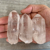 Set of 3 Extra Large Natural Clear Quartz Points, 2 to 3.5 Inches Clear Quartz