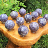 Lepidolite Crystal Sphere LARGE 2" Sphere + Stand (AA Quality Lepidolite Sphere)