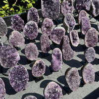 Amethyst Crystal Geodes On Metal Stands - Natural Amethyst Cluster Specimens