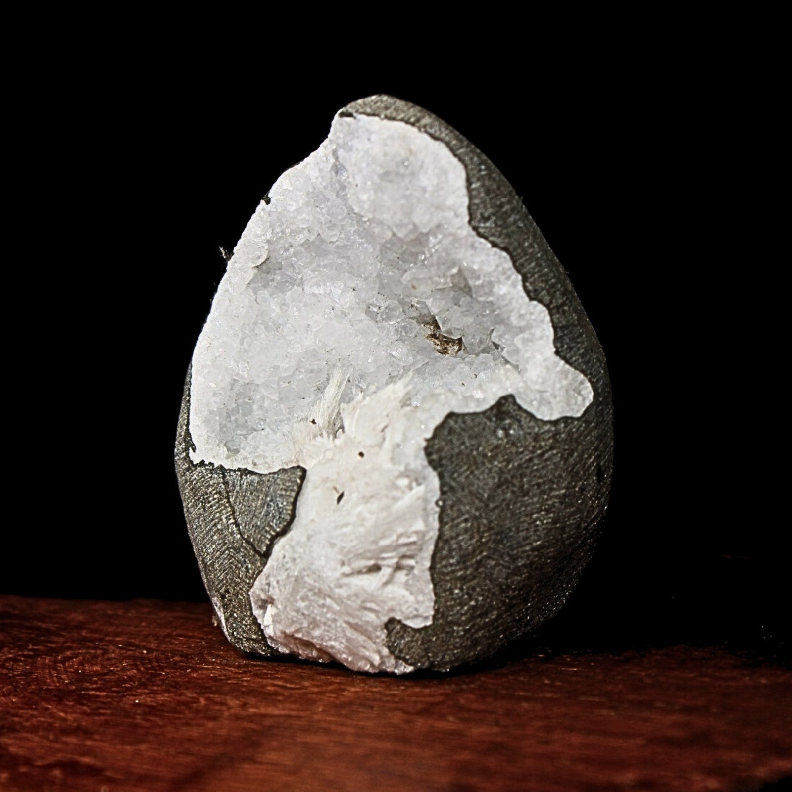 130g MM Quartz with Scolecite Geode Natural Mineral Cluster 6x5cm India