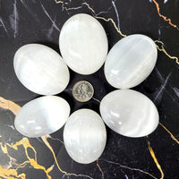 Selenite Palm Stones Celenite Worry Stone Polished Crystal Healing Palmstone