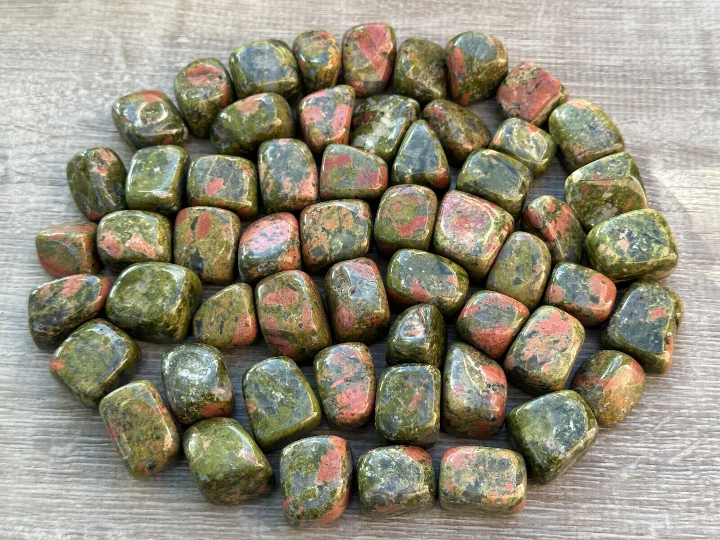 Grade A++ Unakite Tumbled Stones, 0.75-1" Tumbled Unakite Stone, Wholesale Bulk