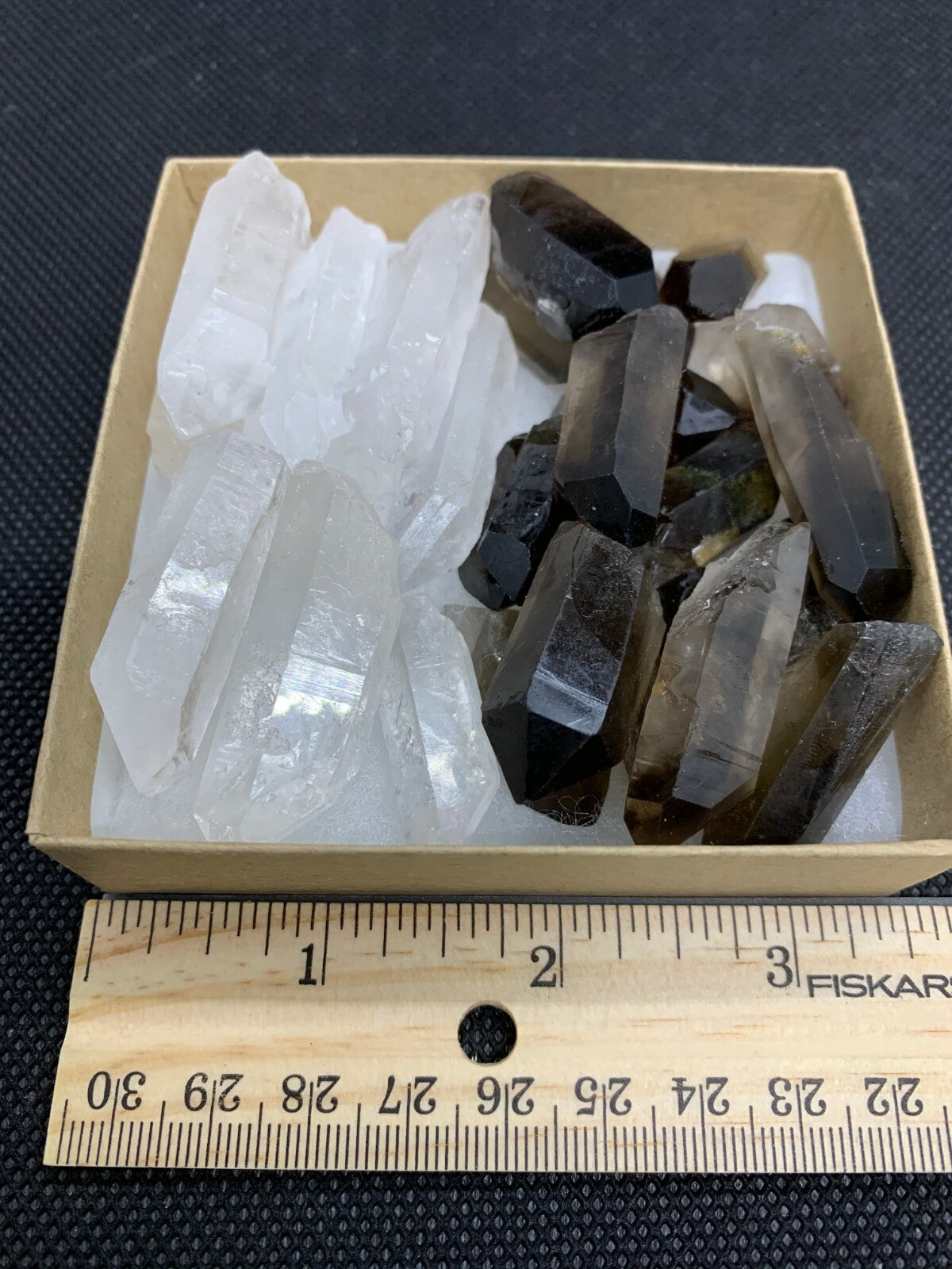 Clear Quartz and Smoky Quartz Point Collection,Grade A+1/2 Lb Box Natural Point