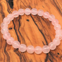 Rose Quartz Bead Bracelet – 8mm Natural Pink Round Crystals | Stretch Fit