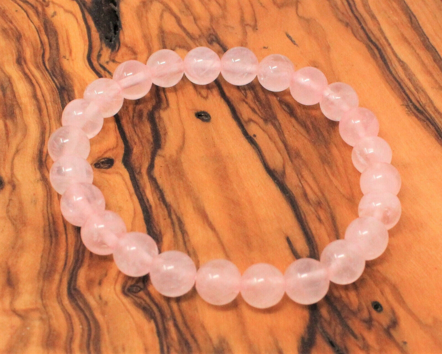 Rose Quartz Bead Bracelet – 8mm Natural Pink Round Crystals | Stretch Fit
