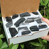 🖤 Bulk Extra Grade Shiny Natural Rough Black Tourmaline Rods – Box of 14–18 Pcs