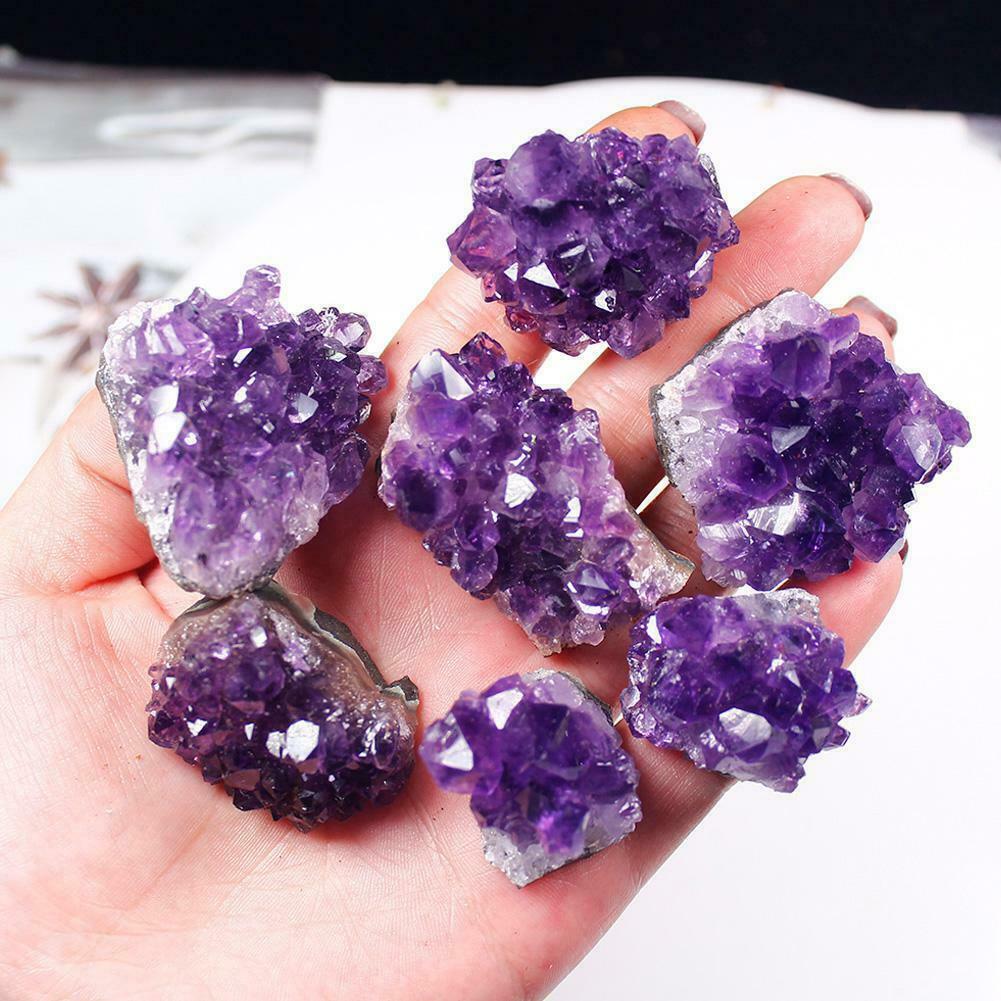 100% Natural Raw Amethyst Quartz Geode Druzy Crystal Cluster Healing Specimen