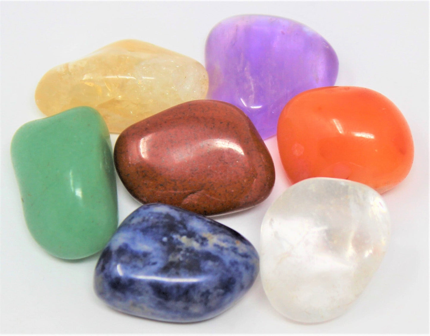 7 Chakra Tumbled Stones & Carry Pouch (Crystal Balancing Set, Crystal Healing)