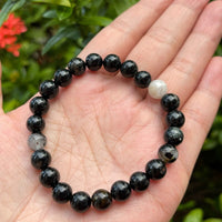 Grade A++Black Tourmaline Quartz Crystal Bead Bracelet,Genuine Gemstone Bracelet